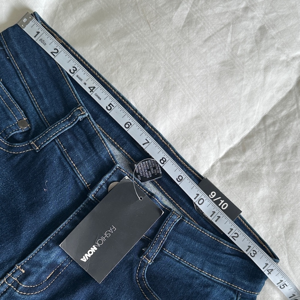 Fashion Nova So Complicated Distressed Mid-rise Blue Wash Skinny Jeans Size 9 - Picture 7 of 10
